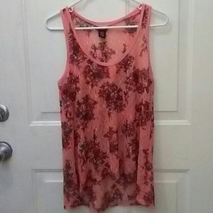 Coral Hi/Low lace tank top Rue21